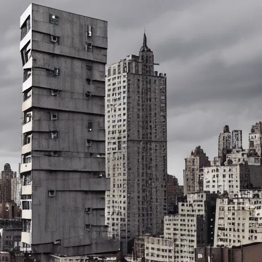 Prompt: New York City if the Germans won the war, Brutalist architecture, bleak, hyper realistic, 8k,