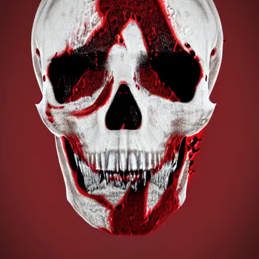 Prompt: glitchy bloody face skull