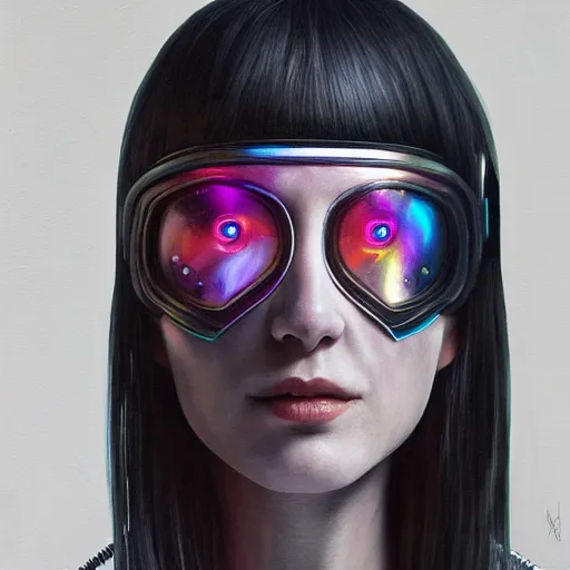 Prompt: a woman cyborg bounty hunter, a photorealistic painting by wang duo, featured on cg society, photorealism, behance hd, ultrafine detail, high detail, iridescent accents