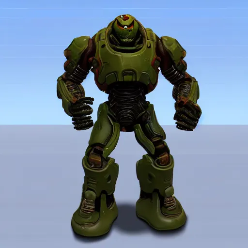 Image similar to doom guy in fornite, intricate, smooth detailed, marine armor, fornite theme