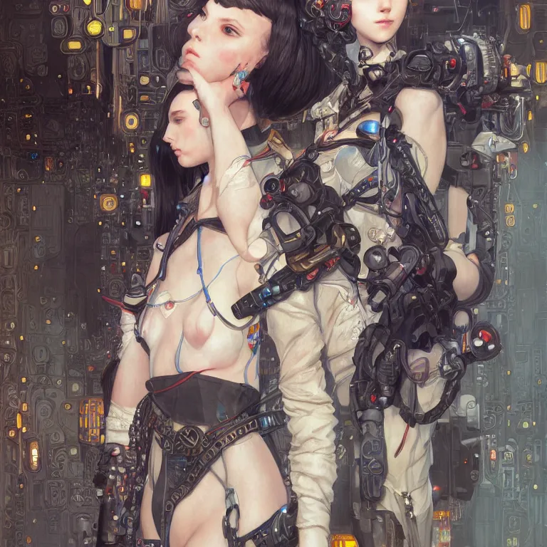 Image similar to portrait of beautiful young cat, cyberpunk, Warhammer, highly detailed, artstation, illustration, art by Gustav Klimt and Range Murata and Ilya Kuvshinov and Sakimichan