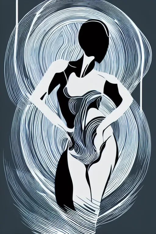 Image similar to vector style the abstract painting of an image of a lady artistic flat illustration, cyber punk minimal figure art, soft colors mono chromatic, art in the style of Bryen Frost