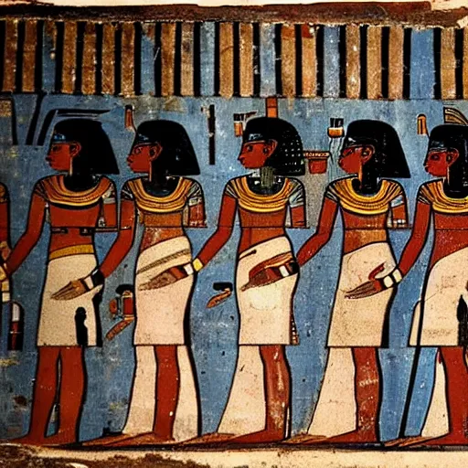 Image similar to an ancient egyptian painting of darksearch