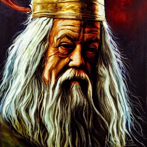 Image similar to gandalf as deity, painting