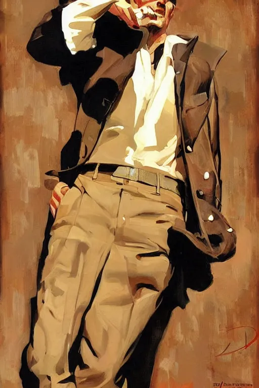 Image similar to jay bauman painting by jc leyendecker!! phil hale!, angular, brush strokes, painterly, vintage, crisp