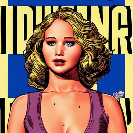 Image similar to jennifer lawrence by artgem by brian bolland by alex ross by artgem by brian bolland by alex rossby artgem by brian bolland by alex ross by artgem by brian bolland by alex ross