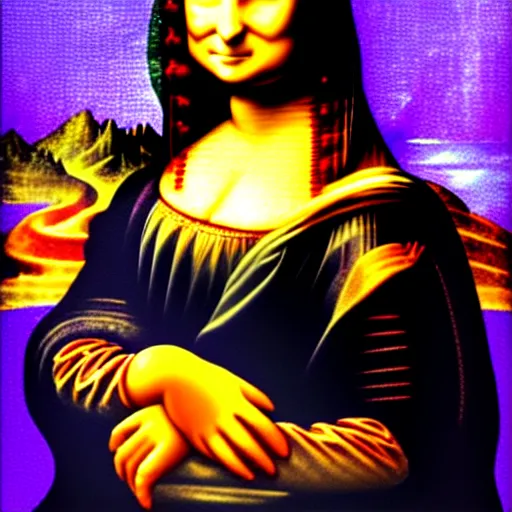 Prompt: mona lisa by lisa frank and jim lee