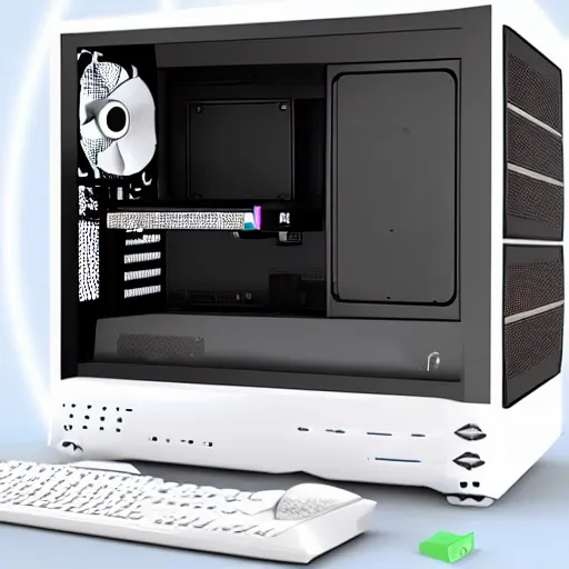 Image similar to Modern gaming pc, vaporwave,