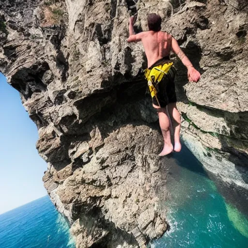 Image similar to man cliff jumping off the edge of the world