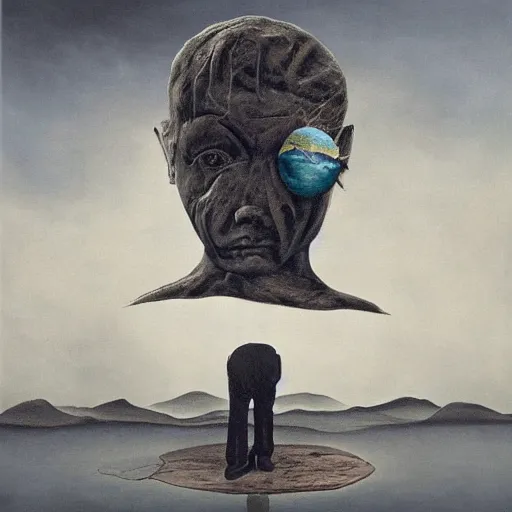 Image similar to The melancholic mind. Surrealist artwork