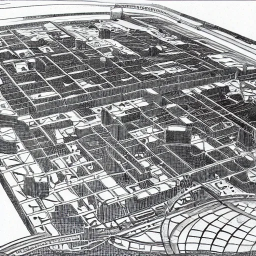 Image similar to A plan of a futuristic city