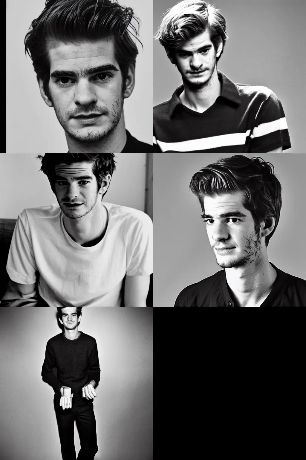 Prompt: B&W photo of Andrew Garfield in 1968