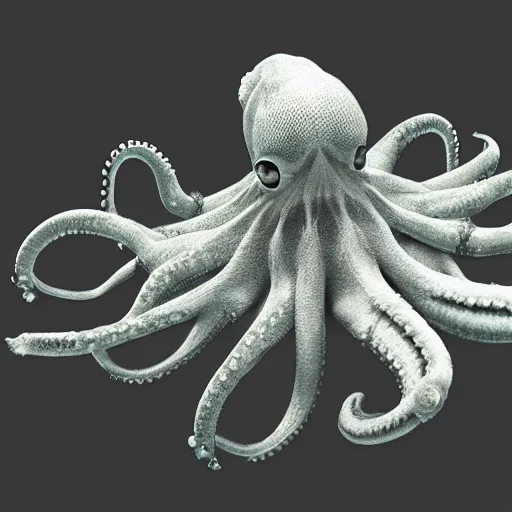 Image similar to an x - ray of an octopus, under water, realistic octane render, high detail