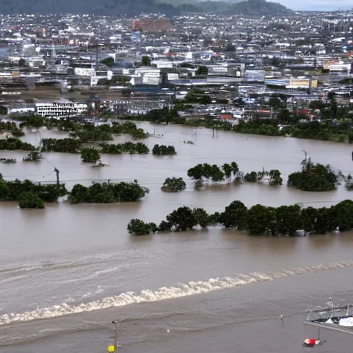 Image similar to tsunami floods the city