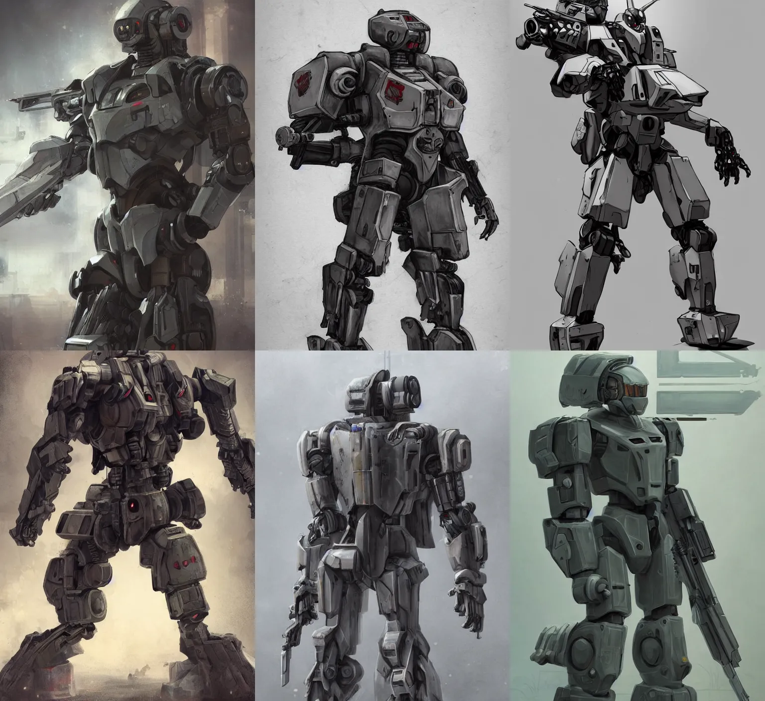 Image similar to full body shot of a mech soldier holstering his rifle, art station trending, cinematic, concept art, 8k, Pinterest, cgsociety, hyper detailed, ultra realistic, illustration, epic, high resolution, post processing, high quality, highly detailed, sci fi, robot, sharp, accurate,
