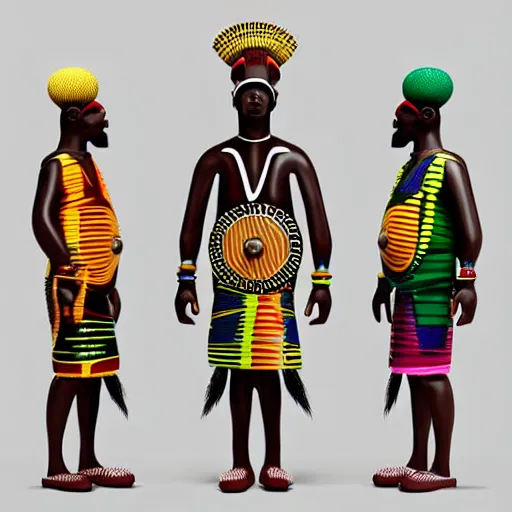 Image similar to african tribal chief vinyl art toy, detailed product photo, 3 d render,