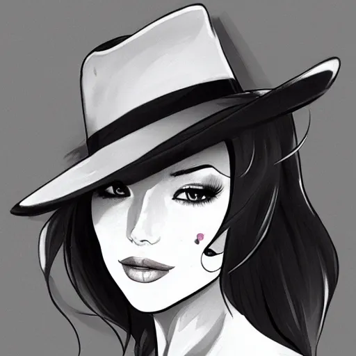 Prompt: noir detective and a fedora, mouth open, raining, Artwork by Artgerm