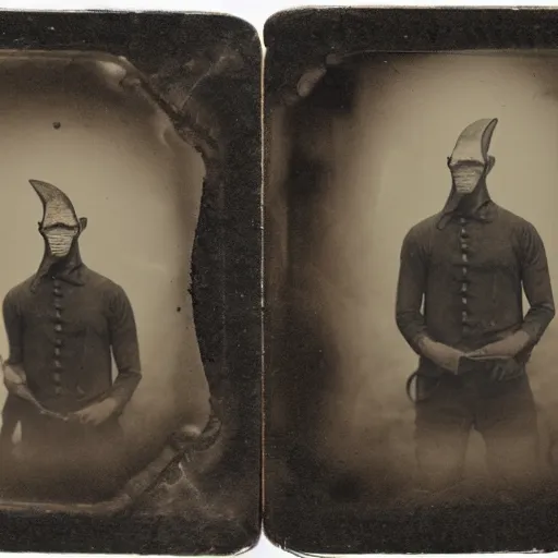 Image similar to tintype photo, two-headed shark