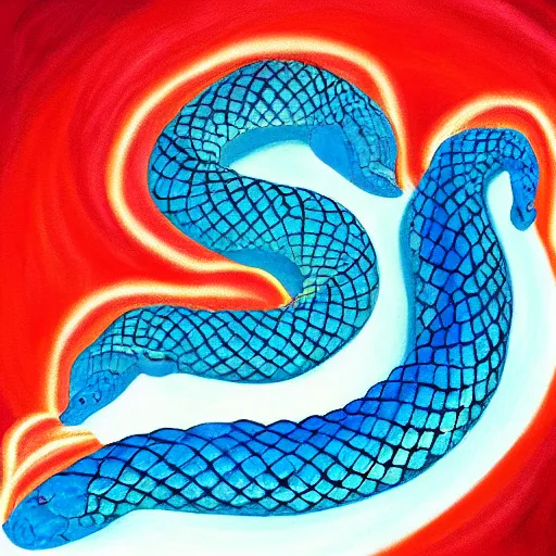 Image similar to lava breathing snake painting