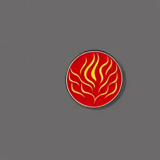 Image similar to a diamond enamel pin of a minimalistic clean illustration fire flames warning label, smooth curves