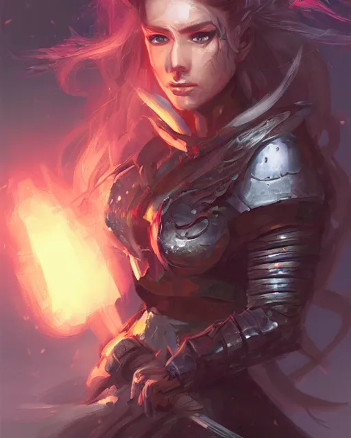 Image similar to a portrait of a female dnd warrior by Ross Tran