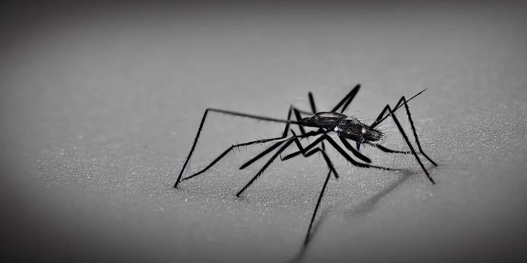 Prompt: extremely detailed macro photograph of a mosquito, blur, glare, veins, transparency, bubbles, professional photography, studio, microscope