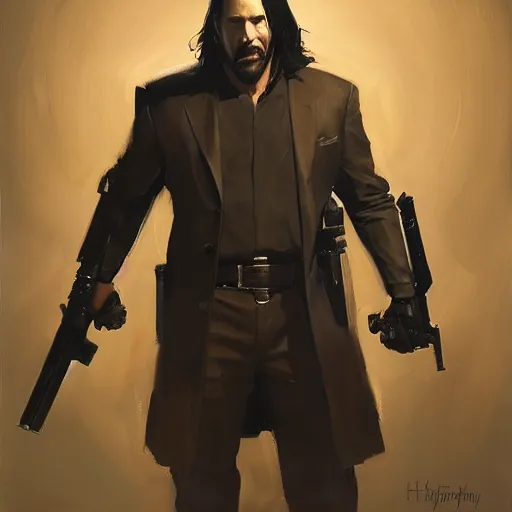 Image similar to greg manchess portrait painting of partially armored john wick as overwatch character, medium shot, asymmetrical, profile picture, organic painting, sunny day, matte painting, bold shapes, hard edges, street art, trending on artstation, by huang guangjian, gil elvgren, ruan jia, greg rutkowski, gaston bussiere