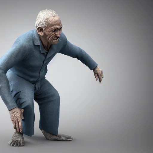 Image similar to old man dancer, full body, hyper realistic, photoreal render, octane render, trending on artstation