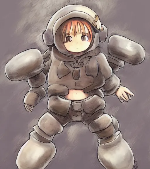 Image similar to attractive little boy wearing an cyborg bear suit, artwork in kentaro miura and made in abyss and sakimichan, inspired in super bomberman, smooth, beautiful lightness, anatomically correct, trending on pixiv, moon