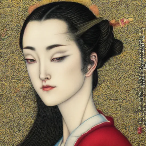 Prompt: photo of young woman by chie yoshii