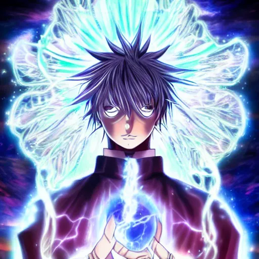 Image similar to a powerful psychic man emitting psychic powers, anime, detailed anime, hyper detailed anime, deathnote anime style, detailed, highly detailed, aesthetic!, artstation, tumblr,