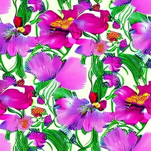 Image similar to exquisite fresh floral watercolor prints, art nouveau botanicals, 8 k, super detailed, modern, symmetrical with beautiful and high resolution elements developed into seamless patterns