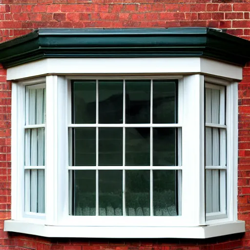 Prompt: single triangular or round sash window on a british wall