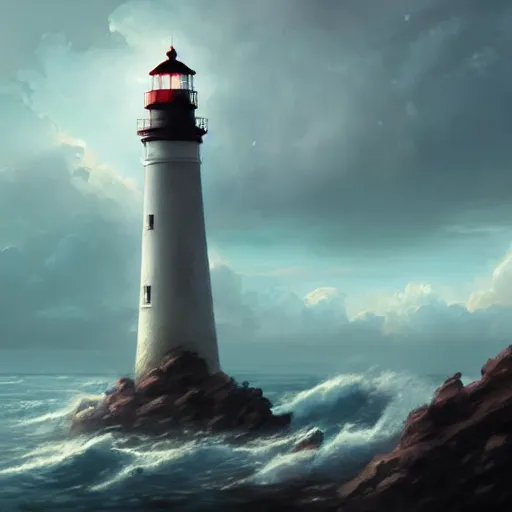 Prompt: a lighthouse standing on a cloud far into the sky,clouds surround it,digital art,hyperdetailed,art by greg rutkowski,trevor henderson and rossdraws,photorealistic,incredible detailed,western comic style,2021,trendimg on artstation,deviantart