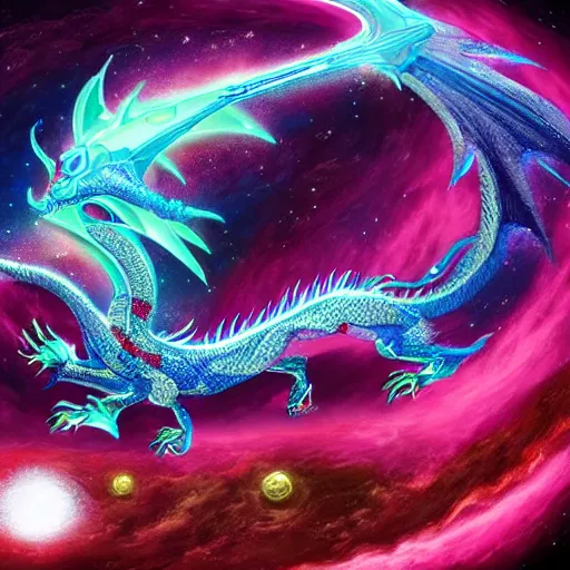 Prompt: cosmic dragon in style of HD artstation