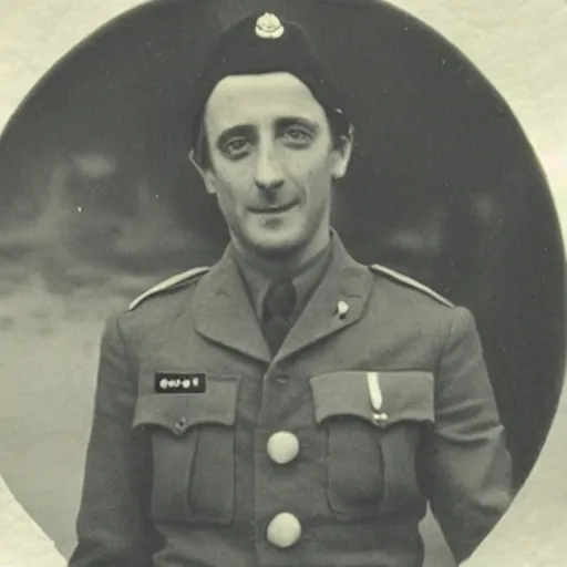 Image similar to Richard Hammond as a officer during WW2, grainy monochrome photo