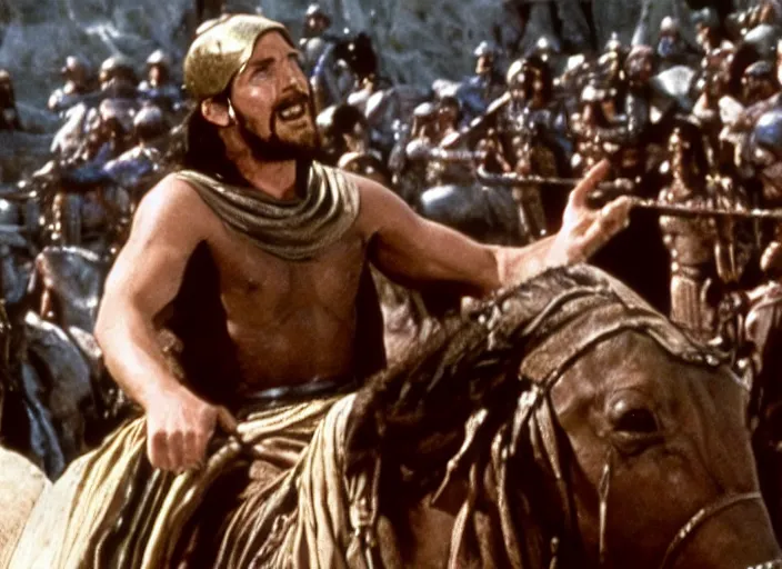 Image similar to film still of Christian Bale as Judah Ben-Hur in Ben Hur 1959