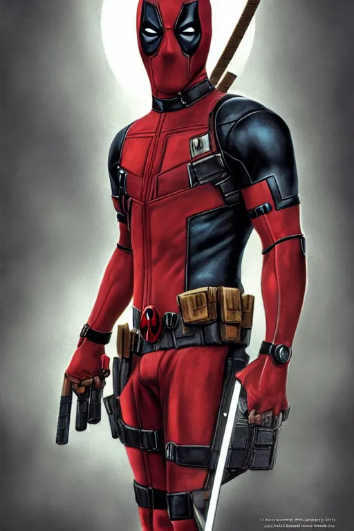 Prompt: photorealistic portrait photograph of deadpool as a glorious regal marvel hero, sleek outfit, upper body, fantasy, handsome, depth of field, soft focus, highly detailed, intricate, realistic, national geographic cover, soft glow, textured, artstation, concept art, sharp focus, illustration, art by artgerm and greg rutkowski and alphonse mucha