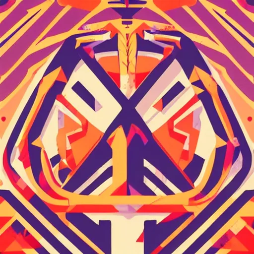 Prompt: Skeletal logo by Tristan Eaton, geometric, vector, symmetrical, minimalism, trending dribbble, behance