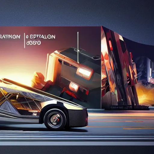 Image similar to sci-fi cars trucks motorcycles 50% of canvas in center and wall near structure on the coronation of napoleon painting and digital billboard in the middle and everything in style of zaha hadid and suprematism forms unreal engine 5 keyshot octane artstation trending bladerunner 2049 colors lighting ultra high detail ultra photo realistic 8k 16k in plastic dark tilt shift