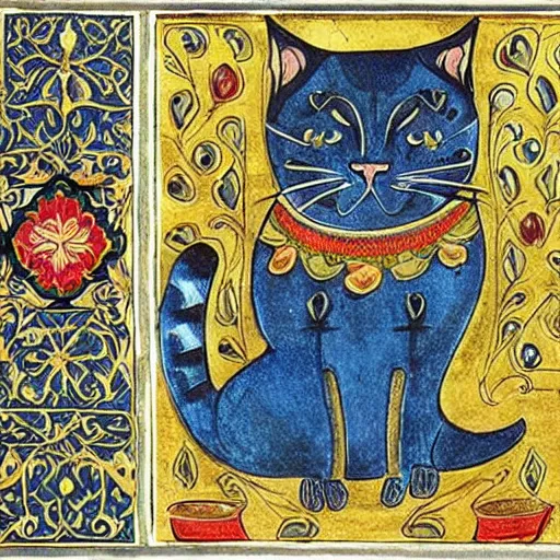 Image similar to illuminated manuscript cat illustrations