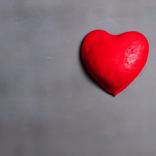 Image similar to 3d render of a badly formed red putty heart shape in the middle of a gray sheet of paper