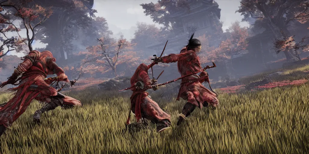 Image similar to a stunning screenshot of a flesh forest in sekiro