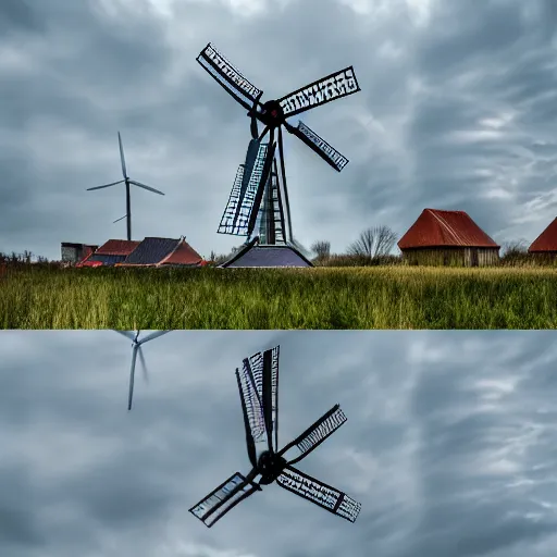 Prompt: cyberpunk alkmaar windmill solarpunk 8 k photo award winning