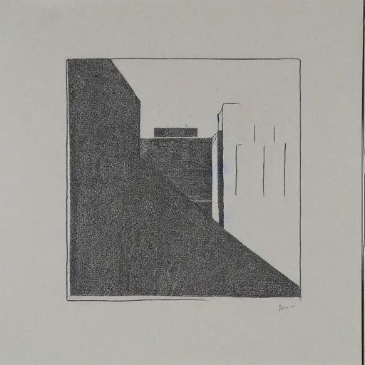 Image similar to architectural line etching by Ben Nicholson