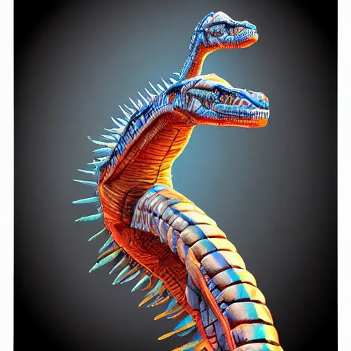 Image similar to a genetically engineered dinosaur, dna, rna, double helix shape, digital art, trending on artstation