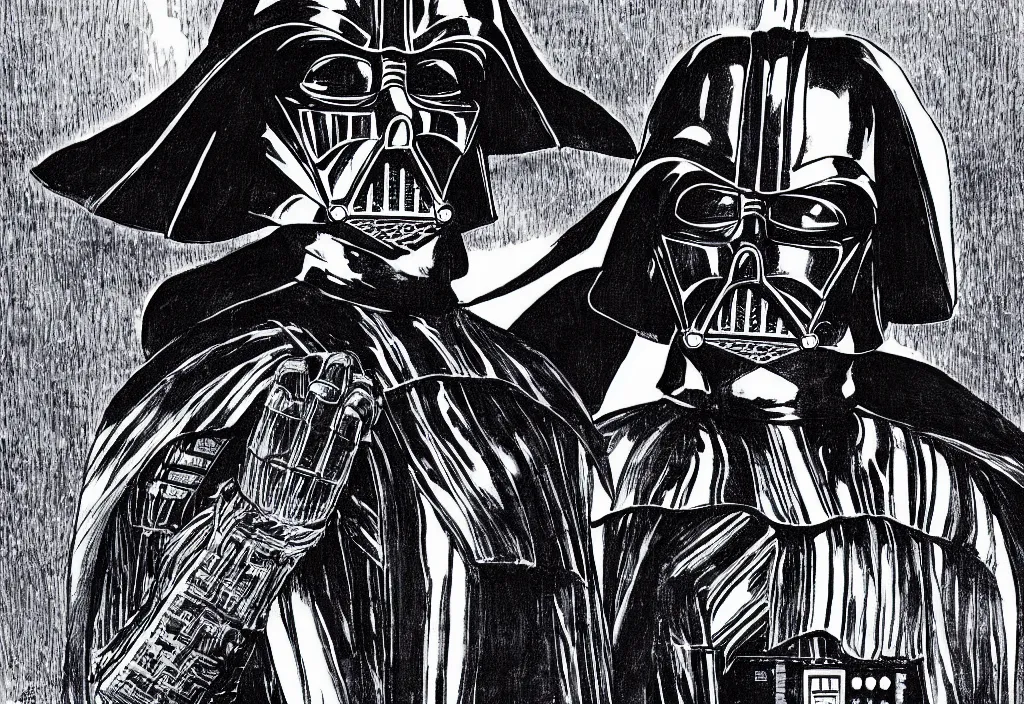 Image similar to portrait of darth vader, by junji ito