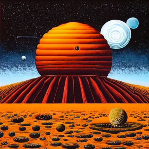 Image similar to alien planet landscape with bizarre buildings and Lifeforms. Jeffrey Smith, Stanley Donwood