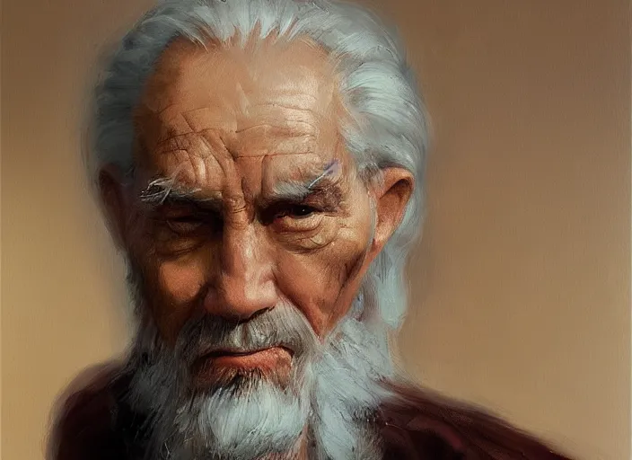 Image similar to concept art oil painting of and Old man by Jama Jurabaev, extremely detailed, brush hard, artstation