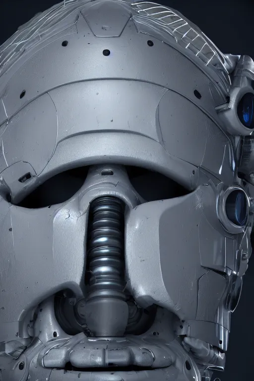 Image similar to closeup shot of a cyborg head, macro shot, dof, cinematic, volumetric lighting, studio shot, octane render, 4 k